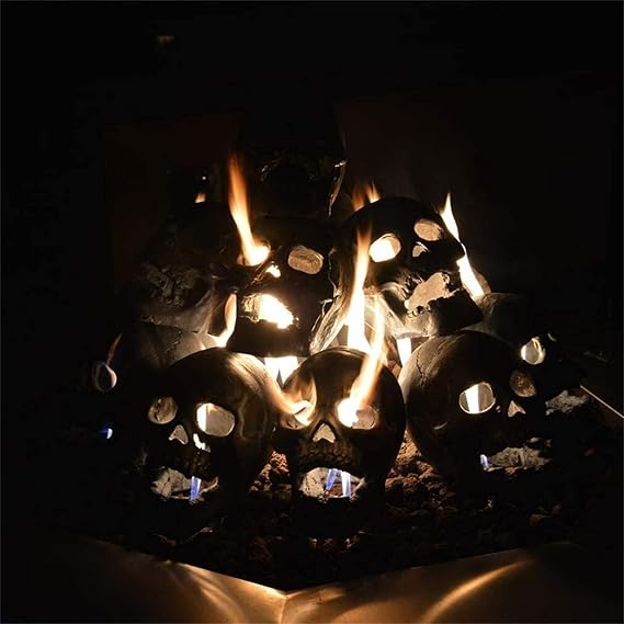 Realistic Firepit Skull – Hollow-Eye Flames for Fireplace, Campfire & Halloween