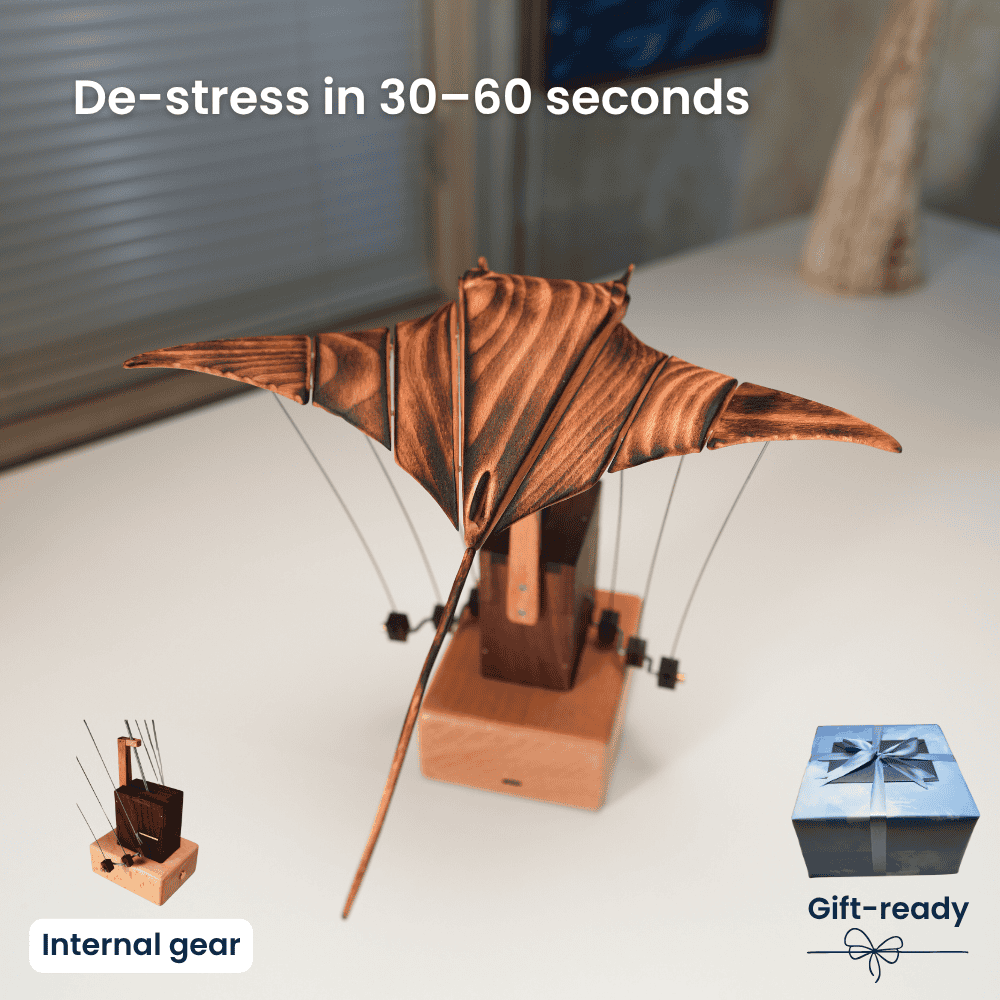 Marinova™ – Handcrafted Wooden Manta Ray Automaton